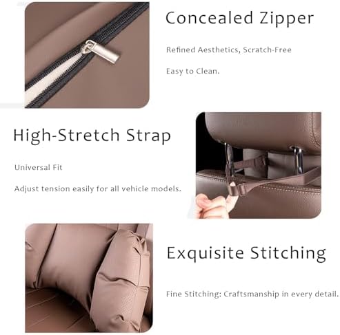 Car Neck Pillow & Lumbar Support for Rivian R1T 2025-2026 Ergonomic Breathable Mesh Auto Seat Back Cushion Headrest,Brown-Neck Pillow - Image 7