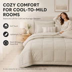 CozyLux Oversized King Comforter Set Beige - 7 Pieces Bed in a Bag - Image 4