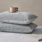 Bedorm Faux Fur Pillowcases Set of 2 King Size Plush Fluffy Pillow Cover Gray, Zipper Closure - Image 3