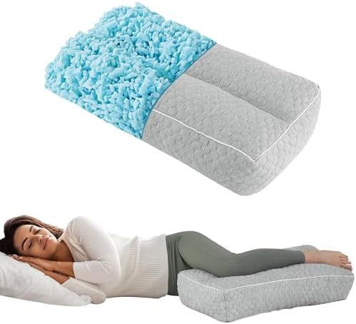 HOMBYS Shredded Memory Foam Knee Pillow for Side Sleepers, 5.5" Height Pillow Between Legs Spine & Relieves Pressure Hip & Leg Elevation, Supportive Pillow for Pregnancy, Sciatica,Light Grey by HOMBYS