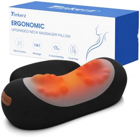Shiatsu Neck Massager Pillow with Massage, Heat & Traction, Cordless, Black by CordlessNeckMassager