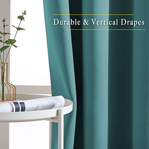 NICETOWN Sea Teal Blackout Doorway Curtains 80 inch Length 2 Panels, Grommet Light Reducing Thermal Insulated Privacy Door Curtains Window Treatments for Bedroom, W46 x L80 - Image 5