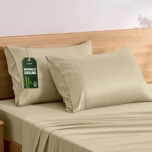 TOSMO Luxury Pillow Case Set of 2 - Cooling Viscose Derived from Bamboo, Oeko-TEX, Breathabl Silky Soft Pillow Cases with Envelope Closure (Standard, Dune) by Tosmo