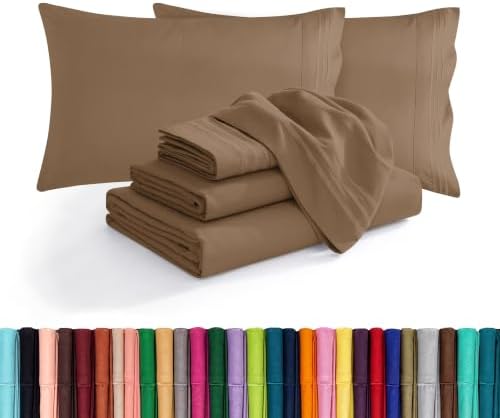 Elegant Comfort Luxurious Soft 1500 Thread Count Egyptian 6-Piece Premium Hotel Quality Wrinkle Resistant Coziest Bedding Set, Easy All Around Elastic Fitted Sheet, Deep Pocket, Cali King, Taupe by ELEGANTCOMFORT