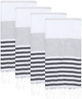 Turkish Beach Towels Set of 4 | Oversized, Quick Dry, Sand Free | 100% Cotton, Large 38x71 Towels for Beach, Pool, Travel | Ultra-Soft, Compact, and Absorbent | Gray/Black by PADISHAHHOME