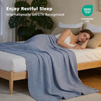 EMME Muslin Cotton Blanket Adults Heather Dusty Blue Throw XL 50"x70" - Image 5