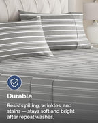 King Standard Pillow Cases - 6 Pack Pillowcases, 20" x 36" - Grey Stripes - Image 4