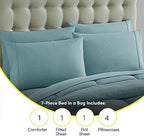 Sweet Home Collection 7 Piece Comforter Set Bag Solid Color All Season Soft Down Alternative Blanket & Luxurious Microfiber Bed Sheets, Misty Blue, Queen - Image 6