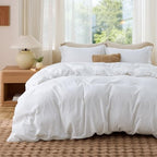 Bedsure Duvet Cover Super King Size - Soft Double Brushed Bedding Set for Kids & Adults, Zipper Closure, 3 Pieces, Includes 1 Duvet Cover (108"x98") & 2 Pillow Shams, NO Comforter, White by BEDSURE
