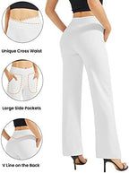 G4Free EverGoing Wide Leg Yoga Pants for Women Crossover Waist with Pockets - Image 4