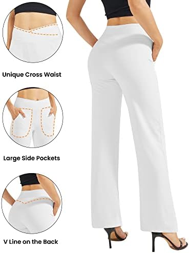 G4Free EverGoing Wide Leg Yoga Pants for Women Crossover Waist with Pockets - Image 4