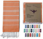 Turkish Beach Towel 100% Organic Cotton Extra Large Oversized (39 x 71 Inches) Quick Dry Sand Free Light Weight Prewashed for Bath Beach Gym Yoga Travel Towel Blanket (Tangerine) by MYSTICIMPORTS
