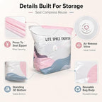 No-Pump Vacuum Storage Bags, Large Press & Seal Compression Bag, Reusable 3D Space Saver Organizer Bags Without Pump for Clothes, Bedding, Blankets, Travel, Closet Storage(3set,M+L) - Image 5