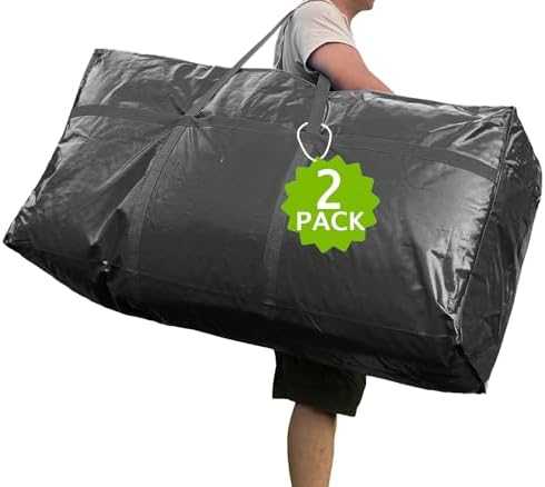 1-Pack 66 Gallon Heavy Duty Storage Bags, Extra Large Zippered Duffle Totes for Moving, Travel, Bedding & Christmas Tree(Black,2 Pack) by Unknown