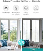 Window Privacy Film Frosted, Navy Blue Striped Reusable Static Cling Window Tints, Modern Vertical Stripes Minimalist Heat Control Windows Films for Offices, Balcony, 29.5 x 118 Inches - Image 6