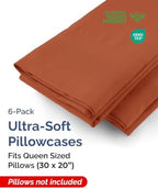 Queen Pillow Cases - 6 Pack Soft Pillowcase Covers - 20" x 30" (Terracotta) - Image 2