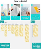 Window Privacy Film Frosted, Yellow Botanical Reusable Static Cling Window Tints, Summer Palm Leaves Foliage Tropical Heat Control Windows Films for Offices, Balcony, 29.5 x 118 Inches - Image 4