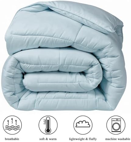 COHOME Premium Full Size Comforter, All-Season Quilted Down Alternative Duvet Insert, Luxury Hotel GentleSoft Comforter with Anti-Clump Tech & 8 Tabs - Reversible - Aqua 82x86 inches - Image 2