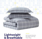 7 Piece Comforter Set Bag Solid Color All Season Soft Down Alternative Blanket & Luxurious Microfiber Bed Sheets, King, Gray Plaid - Image 4