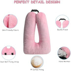 Kids Travel Pillow for Car Seat with Hand Muff, Cartoon Neck & Headrest Seat Belt Pillow for Car Road Trips Long-Distance Travel Sleeping Pillow for Adults and Children, Pink - Image 4