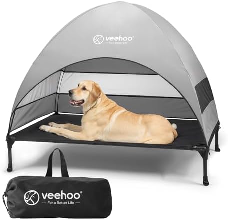 Veehoo Outdoor Dog Bed with Canopy, Cooling Elevated Dog Shade for Outside by Veehoo