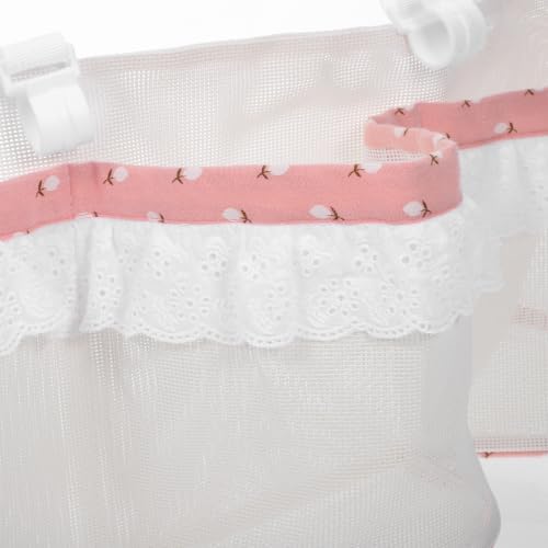 Bedside Hanging Storage Bag with Three Pockets, White Cotton Nursery Caddy - Image 3