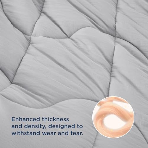 Bedsure Comforter King Size - King Comforter for All Season, Ultra-Soft Quilted Down Alternative & Prewashed Duvet Insert, Blanket for Bed with 4 Tabs, Machine Washabl, Light Grey, 90x102 in - Image 4