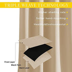 NICETOWN Sliding Door Curtain Panel Room Darkening Window Treatment, Blackout Patio Door Panel Privacy Thermal Insulated Drapes for Living Room (1 Panel, Biscotti Beige, W80 x L108) - Image 3