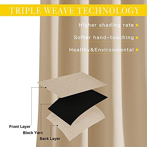 NICETOWN Sliding Door Curtain Panel Room Darkening Window Treatment, Blackout Patio Door Panel Privacy Thermal Insulated Drapes for Living Room (1 Panel, Biscotti Beige, W80 x L108) - Image 3
