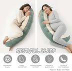Peallow(Pat. Pend) – Long Round Body Pillow for Adults, Bolster Pillow for Sleeping, Soft and Supportive Pillow for Sleeping & Lumbar Support (Green-White, 59") - Image 5