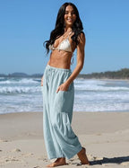 TARSE Womens Linen Wide Leg Striped Pants Casual Barrel Palazzo Harem Pants - Image 3