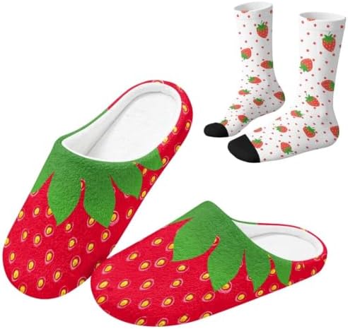 Fuzzy Slipper with Socks for Women Slip On House Slipper and Socks Set Cozy Fuzzy Slippers for Indoor by Baxinh