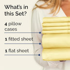 Cal King 6 Piece Bed Sheet Set - Soft, Breathable & Cooling Sheets - Yellow - Image 2