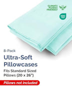 Standard Pillow Cases - 8 Pack Pillowcase Covers - 20" x 26" (Spa Blue) - Image 2