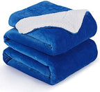 NANPIPER Bed Blanket Reversible Sherpa Flannel Blanket Super Soft Fuzzy Plush Fleece Microfiber (90"x90" Princess Blue) Queen by NANPIPER