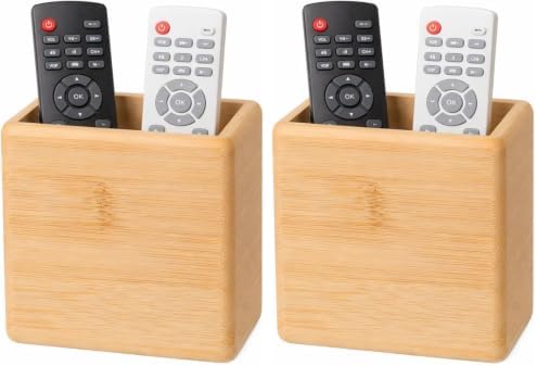Garneck Bamboo Remote Control Holder Wall Mount - Wood Remote Caddy Organizer for Bedside Couch Office Universal Media Storage Box for Tv Controller Phone Key Pen Home Decor (Pack of 2) by GARNECK