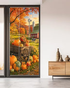 Window Privacy Film Frosted, Fall Pumpkins Non-Adhesive Static Cling Window Tint, Thanksgiving Farmhouse Harvest Maple Leaves Insulated Windows Frosted Films for Living Room, 35.4 x 78.7 Inches - Image 5