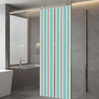 Window Privacy Film Frosted, Teal Brown Striped Static Cling Door Window Covering, Modern Farmhouse Vertical Stripes UV Blocking Windows Film for Office, Hotel, Bedroom, 29.5 x 78.7 Inches - Image 5