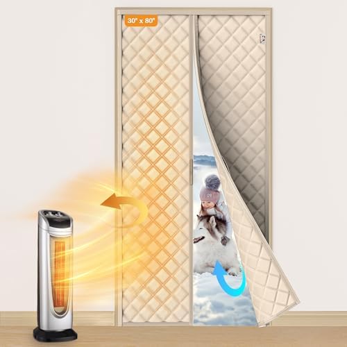 Yotache Magnetic Thermal Insulated Door Curtain Fit 30"x80" Doors, Beige by yotache