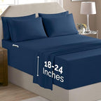 Elegant Comfort Luxury Soft 6-Piece 1500 Premium Hotel Quality Bed Sheet Set with Extra Deep Pockets 18-24 Inch, Wrinkle Free, Storage Pockets, Extra Deep Pocket 6PC Sheets, Cal King, Navy Blue - Image 2