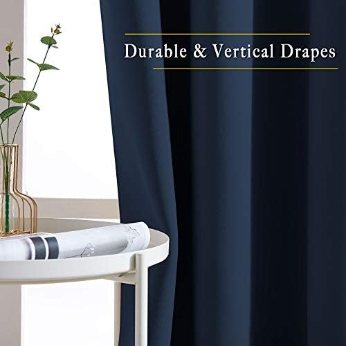 NICETOWN Blackout Curtain Panels 90 - Window Treatment Energy Saving Thermal Insulated Solid Grommet Blackout Drapes for Living Room (Navy, 1 Pair, 66 by 90-Inch) - Image 5