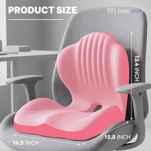 CHANCEE Ergonomic Seat Cushion with L-Shaped Design for Office Chair (Pink) - Image 2