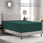 Mocassi Cal King Size 4-Piece Bed Sheet Set - 1800 Premium Hotel Quality Microfiber 18-24 Inches Extra Deep Pocket Fitted Sheet- Luxury Soft, Breathable, Wrinkle, and Fade Resistant, Hunter Green - Image 3
