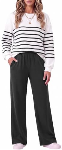 Two Piece Lounge Sets for Women Wide Leg Pant Matching Sets with Pockets - Image 2
