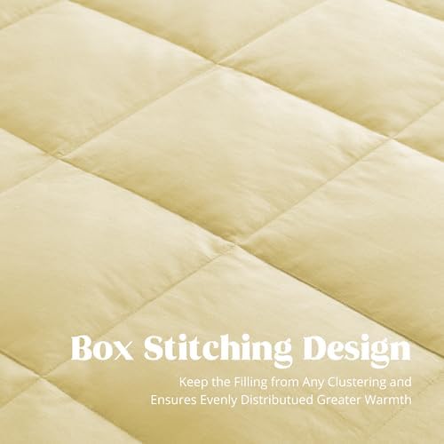 puredown® Down Blankets Queen Size - Soft Lightweight Bed Blanket for All Seasons, Cozy Warm Luxury Blanket with Satin Trim, Microfiber Cover, Yellow (90"X90") - Image 5
