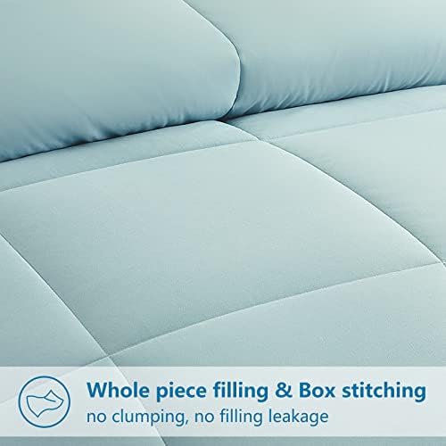 EASELAND King Size Down Alternative Comforter, Aqua, 90x102 Inches - Image 3
