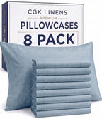 King Pillow Cases - 8 Pack Pillowcase Covers - 20" x 40" (Heathered Blue) by CGKUnlimited