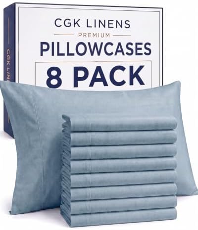 Standard Pillow Cases - 8 Pack Pillowcases, 20" x 26" - Heathered Blue by CGKUnlimited