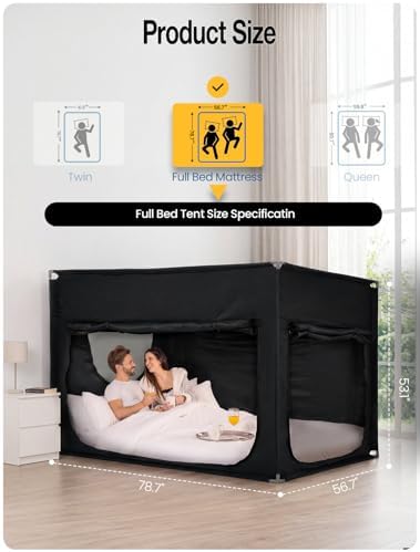 ANC POP Portable Bed Tent, Blackout Privacy Canopy with 3 Doors & Breathable Mesh, Large Space for Adults, Indoor Sleeping Shelter for Dorms/Shared Rooms - Image 2