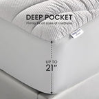 SLEEP ZONE Cooling Queen Mattress Topper for Single Bed, Premium Zoned Quilted Mattress Pad, Fitted Mattress Protector Cover, Machine Wash Durable, Deep Pocket 8-21 inch (Silver Grey, Queen) - Image 5